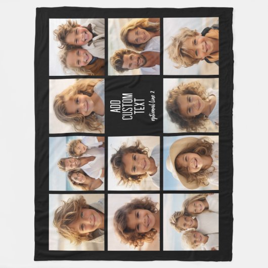 FotoCollage - 11 Bilder mit Textblock 2 Zeilen Fleecedecke (Vorderseite)