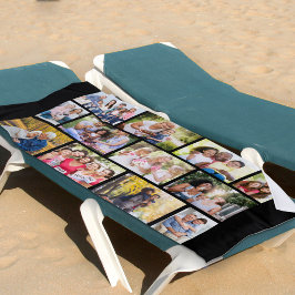 FotoCollage 12 Picture Mauerwerk Schwarz Strandtuch