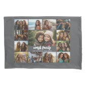 FotoCollage - 13 Bilder 2 Textblöcke grau weiß Kissenbezug (Vorderseite)