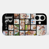 Fotocollage 16 Fotos Monogramm Name benutzerdefini Case-Mate iPhone Hülle (Rückseite (Horizontal))