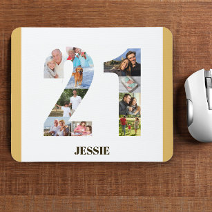 FotoCollage 21. Geburtstag Nr. 21 Custom Mousepad