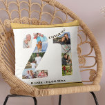FotoCollage 21. Geburtstag Personalisiert neutral Kissen<br><div class="desc">Personalisiertes 21. Geburtstagsgeschenk. Dieses individuelle dekorative Kissen hat eine gepflegte Collage aus Foto, die zu einer Zahl 21 geformt wurde, mit beigefarbenem, neutralem Sand / gelblich gestumpften Rahmen und modernster Bronze-Typografie. Der Wortlaut lautet "Glückwünsche!" zusammen mit Ihrem individuelle Name und Geburtsdatum (alles, was Sie bearbeiten oder verlassen können). Die Vorlage...</div>
