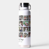 FotoCollage - 28 Fotos über das gesamte Mustergitt Trinkflasche (Rückseite)