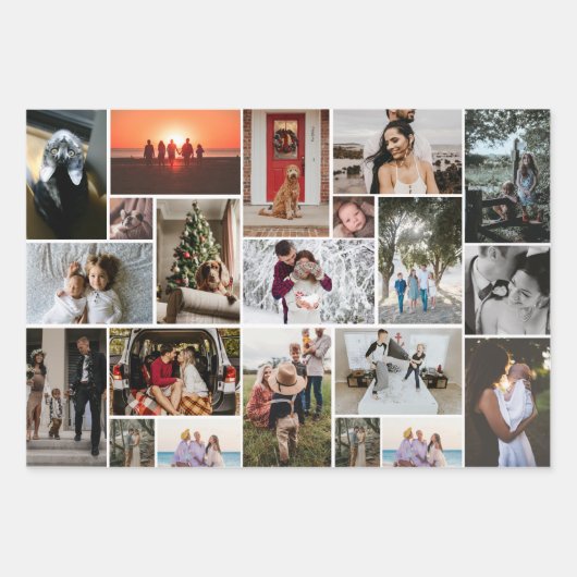 FotoCollage 3 Verschiedene Wrapping Paper Sheets Geschenkpapier Set (Vorderseite)