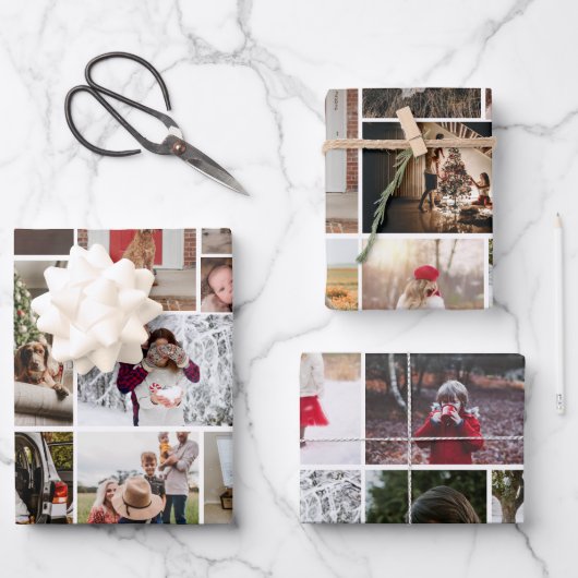FotoCollage 3 Verschiedene Wrapping Paper Sheets Geschenkpapier Set (Vorderseite)