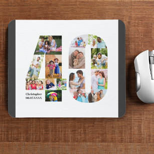 FotoCollage 40. Geburtstag Nummer 40 Personalisier Mousepad