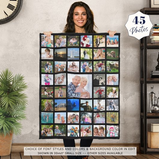 FotoCollage 45 Bilder bearbeitbare Farbe Personali Fleecedecke