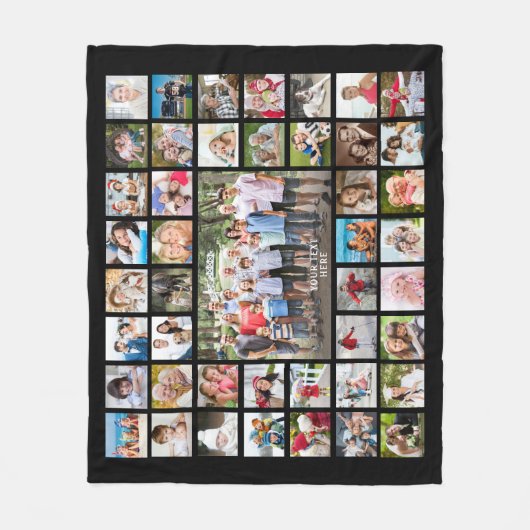 FotoCollage 45 Fotos Personalisiert Schwarz Fleecedecke (Vorderseite)