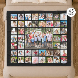 FotoCollage 45 Fotos Personalisiert Schwarz Fleecedecke