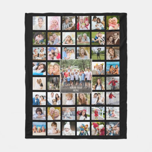 FotoCollage 45 Fotovorlage Personalisiert Schwarz Fleecedecke (Vorderseite)