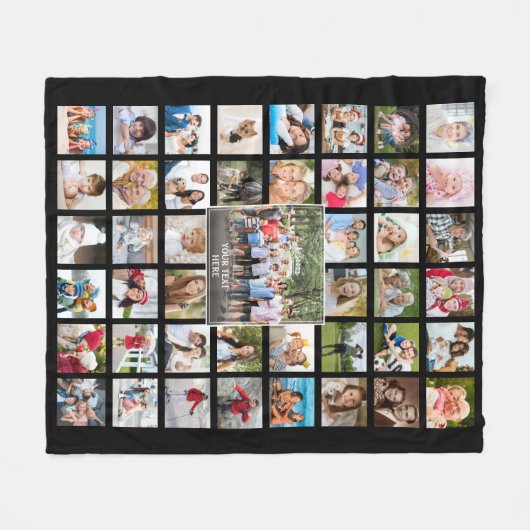 FotoCollage 45 Fotovorlage Personalisiert Schwarz Fleecedecke (Vorderseite (Horizontal))
