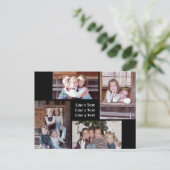 FotoCollage - 4 Fotos Schwarzweißtext Postkarte (Stehend Vorderseite)