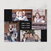 FotoCollage - 4 Fotos Schwarzweißtext Postkarte (Vorderseite)