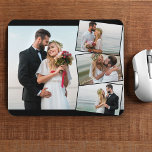 Fotocollage 4 Hochzeitstempelmontage Mousepad<br><div class="desc">Erstellen Sie Ihr eigenes Hochzeitsmousepad für Ihr Foto. Die Fotovorlage ist für Sie bereit,  4 Ihrer Lieblingsbilder hinzuzufügen,  die automatisch als ein Foto im Hintergrund im Landschaftsformat angezeigt werden,  während die restlichen 3 Fotos in einer Zick-Zack-Montage überlagert werden. Das Design hat schmale schwarze Fotorahmen und einen schwarzen Rahmen.</div>