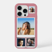 FotoCollage 4 Quadrat Fotos Dusty Pink iPhone Hülle (Rückseite)