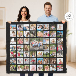FotoCollage 53 Fotos Personalisiert Schwarz Fleecedecke
