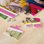 FotoCollage - 5 Bilder und Ihr Name - Rosa Puzzle (Seite)