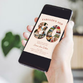 FotoCollage 80. Geburtstag elegant und zeitlos Einladung