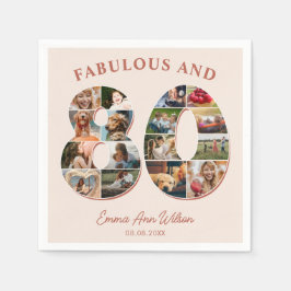 FotoCollage 80. Geburtstag elegant und zeitlos Serviette