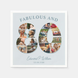 FotoCollage 80. Geburtstag elegant und zeitlos Serviette