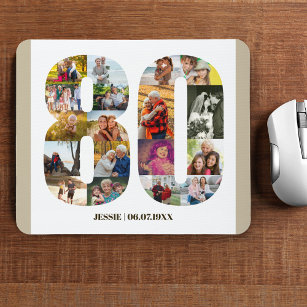 FotoCollage 80. Geburtstag Nummer 80 Custom Mousepad