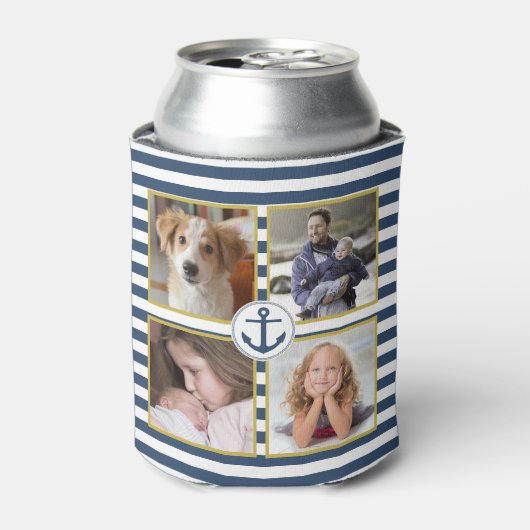 Fotocollage 8 Bilder Monogramm Ankerstreifen Dosenkühler (Kanne Vorderseite)
