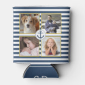 Fotocollage 8 Bilder Monogramm Ankerstreifen Dosenkühler (Vorderseite)