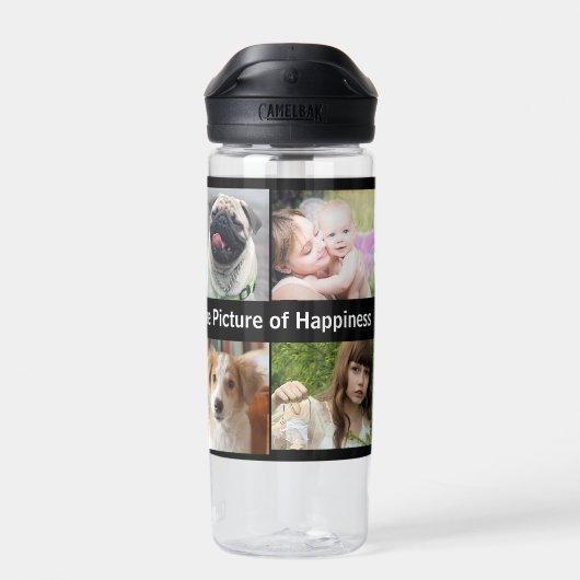 FotoCollage 8 für die Familie | Name Black Trinkflasche (Rückseite)