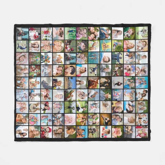 FotoCollage 99 Square Images Fleecedecke (Vorderseite (Horizontal))