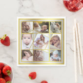 FotoCollage 9 Instagram Pic Gold Silver Serviette (Beispiel)