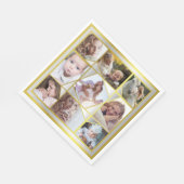FotoCollage 9 Instagram Pic Gold Silver Serviette (Ecke)