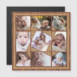 FotoCollage 9 Instagram Pics Wood Burlap für die F Magneteinladung