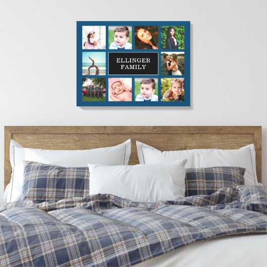 FotoCollage Aquamarin Blue Custom Canvas Print Leinwanddruck (Insitu (Schlafzimmer))