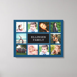 FotoCollage Aquamarin Blue Custom Canvas Print Leinwanddruck