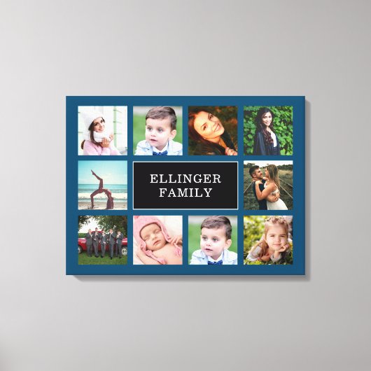 FotoCollage Aquamarin Blue Custom Canvas Print Leinwanddruck (Vorderseite)