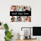 Fotocollage Bester Vater je in Schwarz und Weiß Poster (Heimbüro)