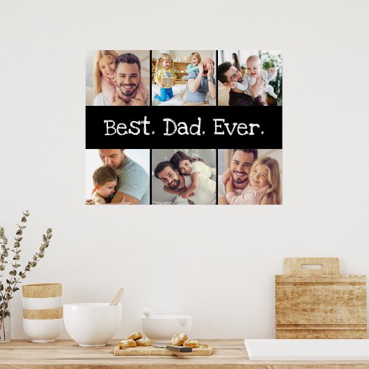 Fotocollage Bester Vater je in Schwarz und Weiß Poster (Küche)