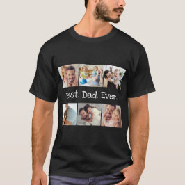 Fotocollage Bester Vater je in Schwarz und Weiß T-Shirt