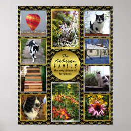 FotoCollage | Black Gold Art Deco Custom Poster