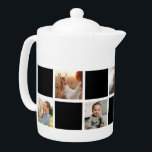 FotoCollage Black Moderne Checkered Family<br><div class="desc">Benutzerdefinierter schwarz-weißer karierter Teekessel aus Foto. Perfektes Geschenk für Ihre Familie,  Großeltern oder Neuvermählte. Weitere Farboptionen sind verfügbar. Personalisieren Sie einfach unsere schwarz karierte Teekanne mit Ihren Fotos. INFO: Sowohl Portrait- als auch Landschaftsbilder funktionieren so weit der Brennpunkt ziemlich zentral ist.</div>