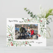 Fotocollage Botanische Wasserfarbe Feiertagskarte (Stehend Vorderseite)