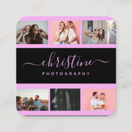 Fotocollage & Calligrafy Monogram Fotograf  Quadratische Visitenkarte