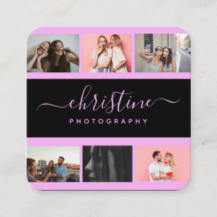 Fotocollage & Calligrafy Monogram Fotograf Quadratische Visitenkarte