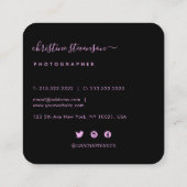 Fotocollage & Calligrafy Monogram Fotograf  Quadratische Visitenkarte (Rückseite)