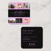 Fotocollage & Calligrafy Monogram Fotograf  Quadratische Visitenkarte (Vorne/Hinten)