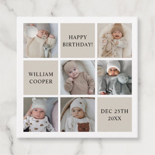 Fotocollage Custom Geburtstagsparty Geschenkanhänger (Vorderseite)