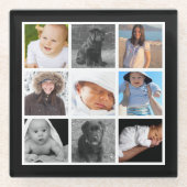 FotoCollage Custom Personalisiert 9 Bilder Glasuntersetzer (Vorderseite)
