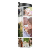 FotoCollage der Familie 11 Custom Pictures | weiß Thermosbecher (Nach rechts gedreht)