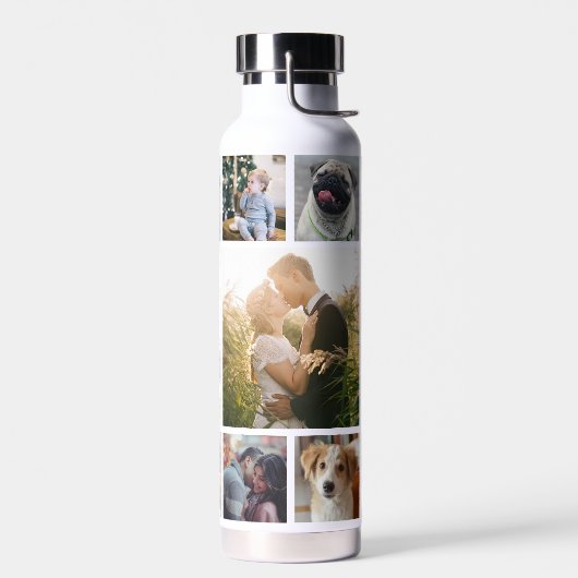 FotoCollage der Familie 11 Custom Pictures | weiß Trinkflasche (Links)