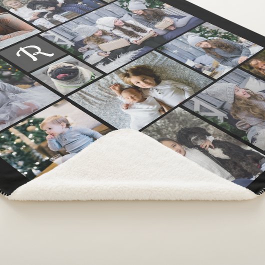 FotoCollage der Familie 14 Bilder + Monogramm Schw Sherpadecke (3/4)